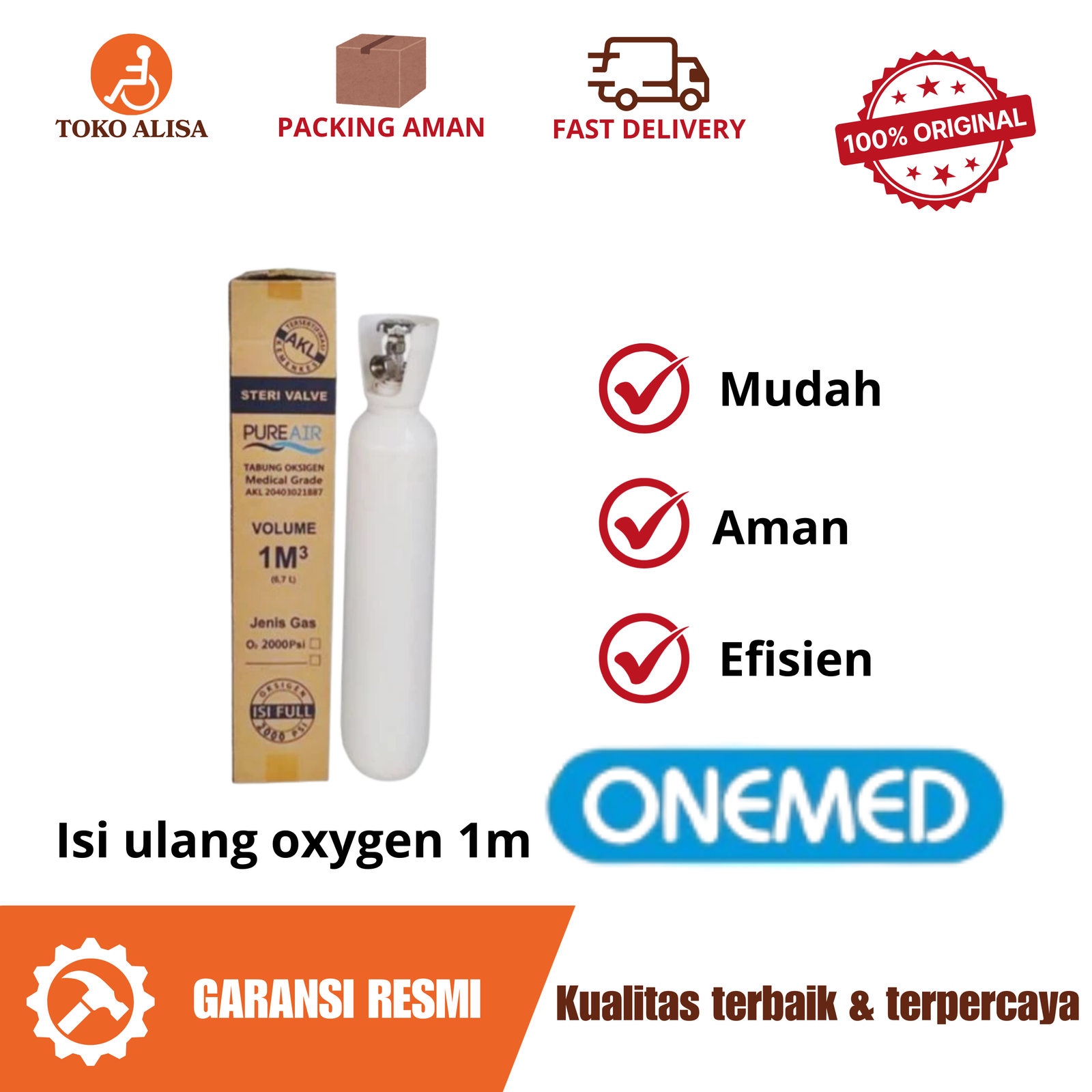 Isi ulang oxygen 1m